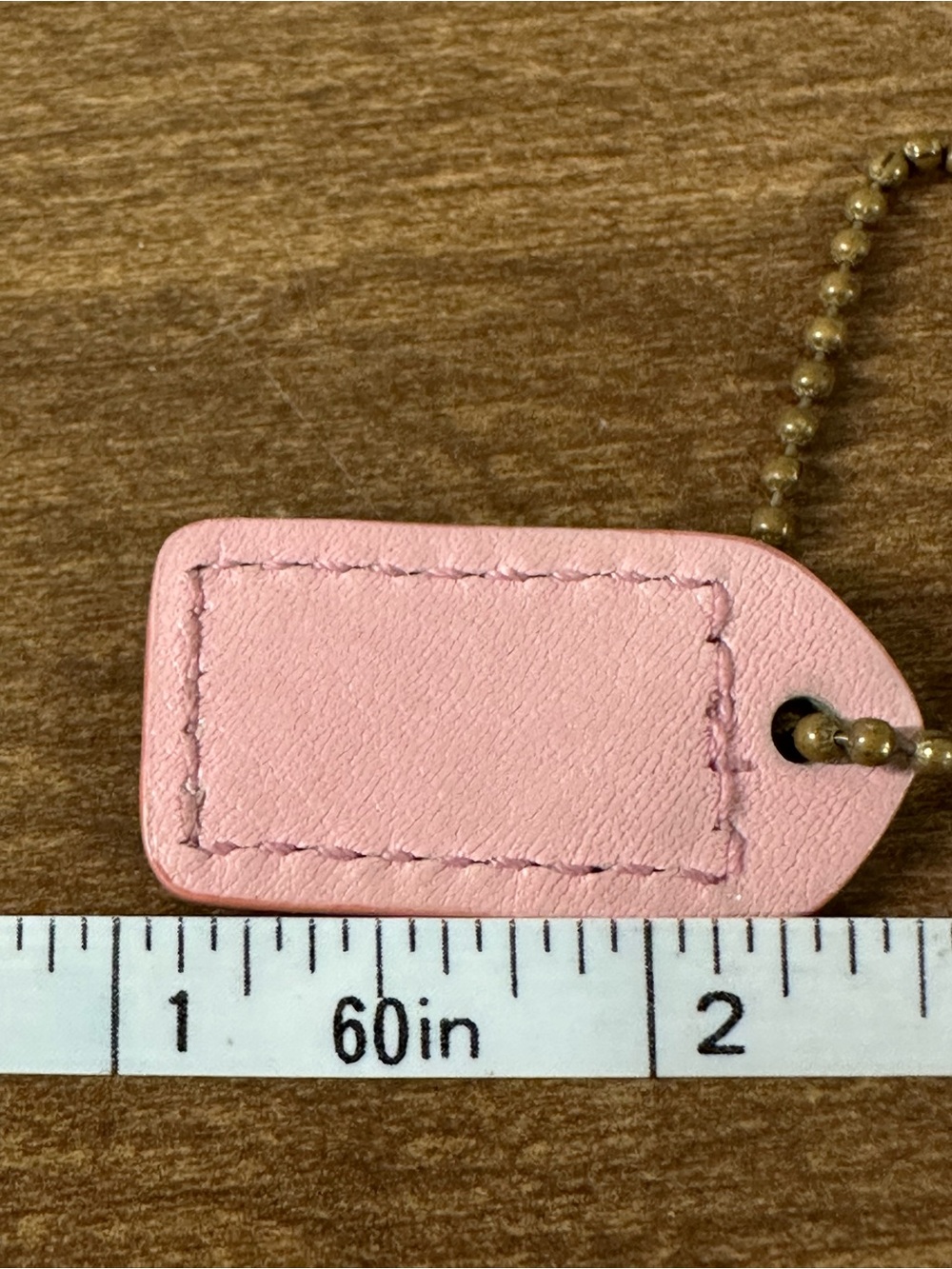Coach Y2K Pink Leather mini Tag Charm with Brass Bead Chain - Picture 2 of 3